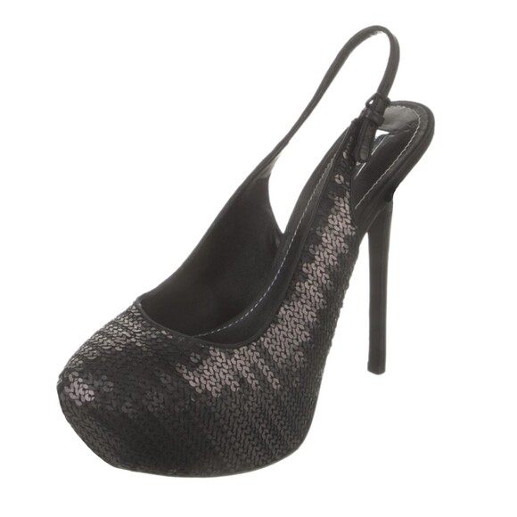 Report Signature Black Sequin Platform 5.5" Stiletto Heels with Box, Size 9.5 - Picture 1 of 10